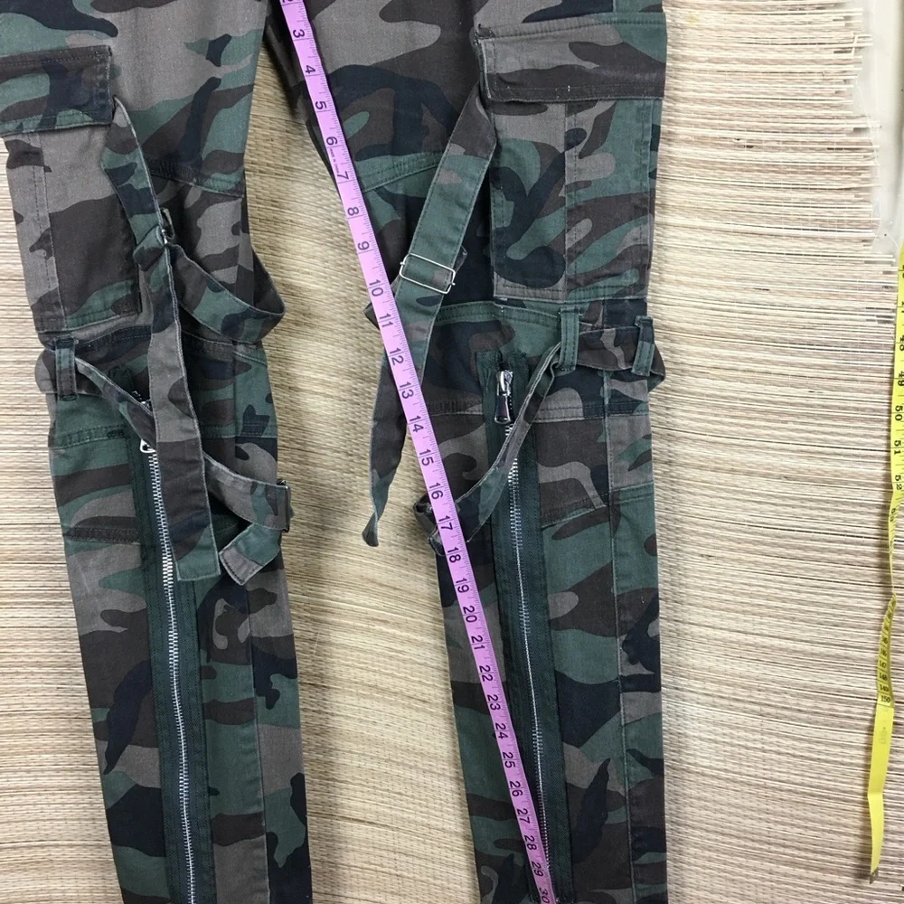 Reelistik NYC Green Camo Cargo Jeans-Army Stretch Zipper Cargo Split Jeans Sz 36